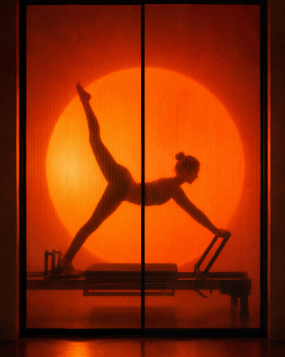 Reformer silhouette against an orange sun